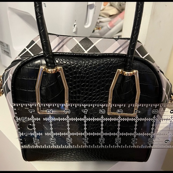 Black and white check pattern satchel bag - Picture 6 of 6